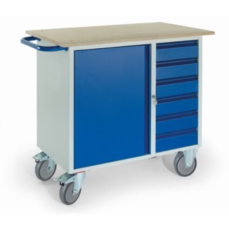 Rollcart Montagewagen mit 6 Schubladen und Stahlschrank