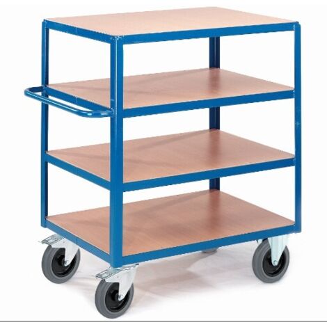 Rollcart Schwerer Tischwagen mit 4 Ladeflächen im Buchendekor 1000x700mm