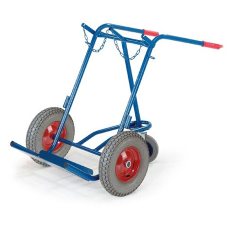 Rollcart Stahlflaschenkarre mit Stützrad 200kg Traglast für 2 Flaschen a 40-50 Liter Luftbereifung