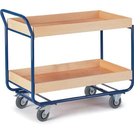 Rollcart Tischwagen mit 2 Etagen 775x475mm Buchedekor 80mm Rand