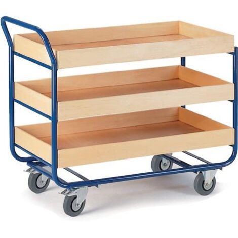 Rollcart Tischwagen mit 3 Etagen 1000x575mm Buchedekor 80mm Rand