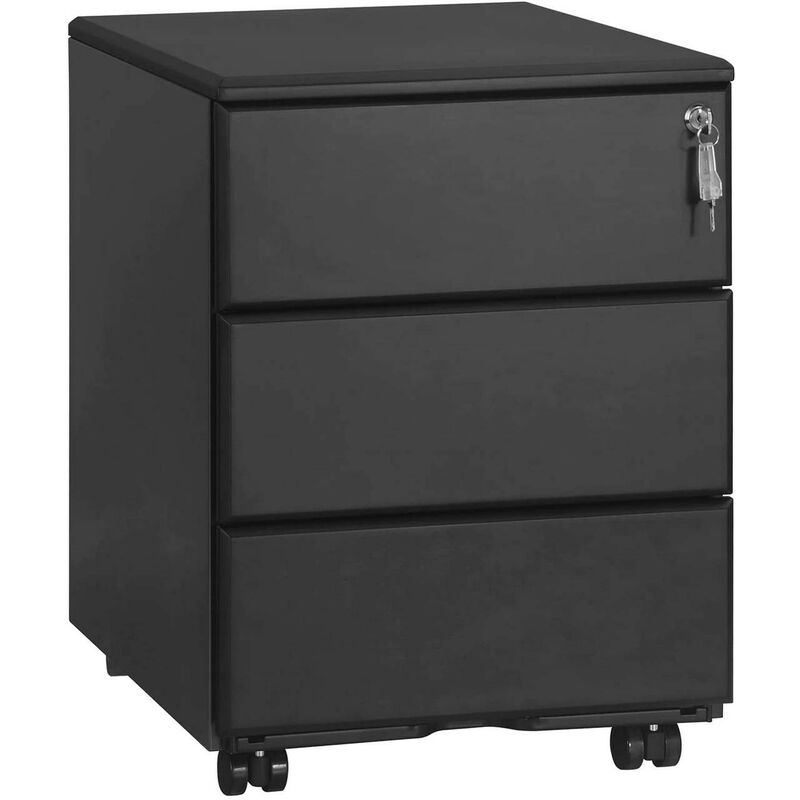 Woltu - Rollcontainer Büroschrank mit 3 Schubladen' schwarz 'SK024sz - schwarz