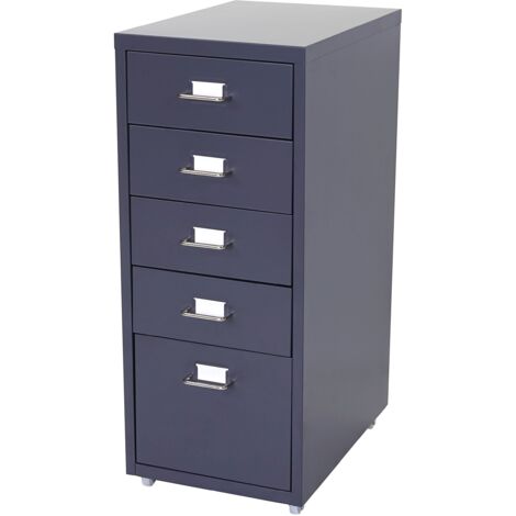 Rollcontainer Preston T851, Schubladenschrank Stahlschrank, 69x28x41cm 5 Schubladen dunkelgrau