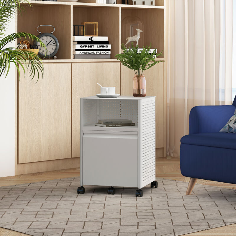 Rollcontainer Velvevn Stahl 54x40x36 Cm Weiß [en.casa]