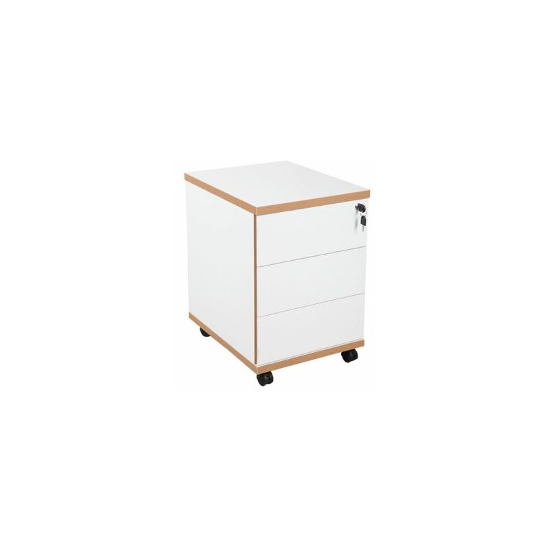 Rollcontainer Zo | 3 Schubladen | HxBxT 585 x 405 x 500 mm | Weiß mit Sichtkante - Weiß mit Multiplexkante