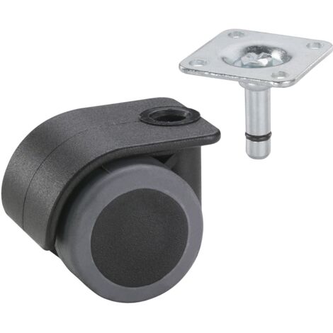 Rollcontainerrolle mit Abdeckung, Rad ø 35 mm Tragkraft 70 kg schwarz grau