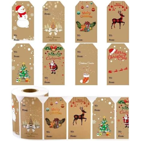 Rolle 300 Stück/Rollen Weihnachtsgeschenkanhänger-Aufkleber Weihnachten Selbstklebende Geschenkaufkleber Für Weihnachtsgeschenktüten-Etikettenaufkleber Weihnachtsfest Dekorative Etikettenaufkleber