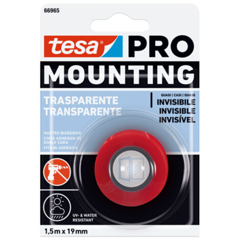 Rolle transparentes doppelseitiges Klebeband 1,5m x19mm 66965 tesa