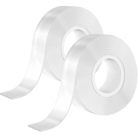 Rollen doppelseitiges Nano-Klebeband, 1,5 mm dick, 30 mm breit und 5 m lang, hohe Haftung, hinterlässt keine Rückstände, abwaschbar, transparent und beidseitig klebend.