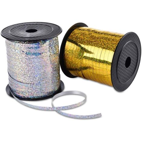 Rollen gold- und silberfarbenes 5 mm Kräuselband, Ballondekorationsband, Geschenkverpackungsband, glattes Kräuselband für Ballons, Geschenkverpackungen, Bastelarbeiten, Hochzeiten, Partys und Feiern (