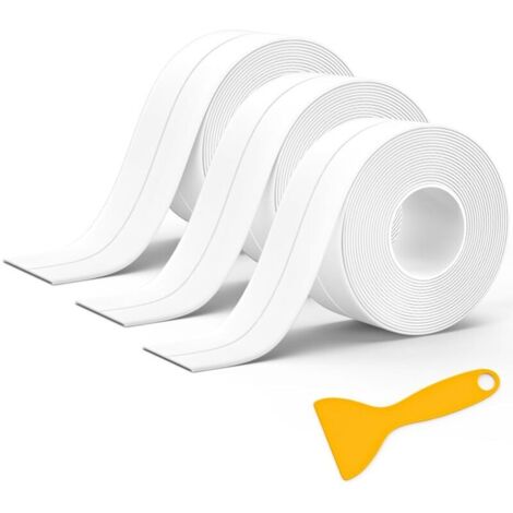 Rollen weißes Silikon-Dichtungsband für Badezimmer, selbstklebend, Badewannendichtungsstreifen, geeignet für viele Anwendungsbereiche in Küche oder Bad (320 x 3,8 cm)