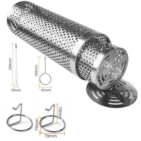 Rollende Grillkörbe, tragbarer Grillkäfig mit rundem Loch mit Gabel, Grillzubehör für das Grillen im Freien, für Fleisch, Fisch, Gemüse, Edelstahl