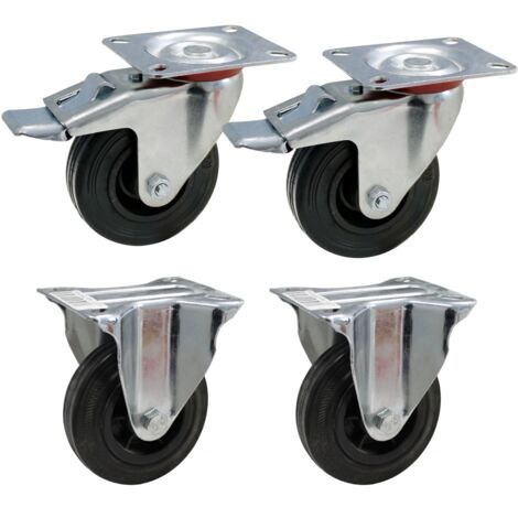 Rollensatz 2 Lenkrollen 2 Bockrollen 100mm Rollenset Rollwagen Transportrollen