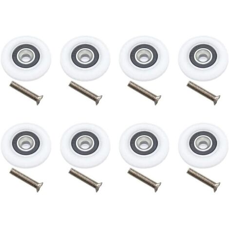 Roller Caster Wheel for Door, Shower Door Rollers, Shower Rollers, 8 Pieces Sliding Shower Door Replacement Part with M4 Screws (Diameter 19mm),