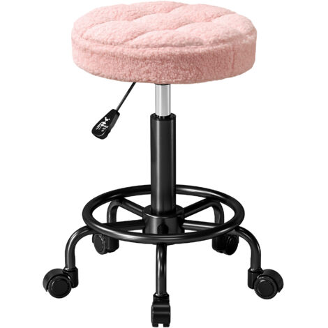 Rollhocker höhenverstellbar Drehhocker 55-66 cm Arbeitshocker 360° drehbar Ø50 x 50-66 cm Rosa