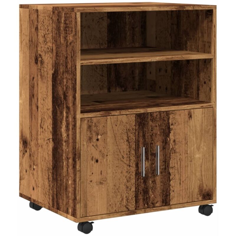 Rolling Cabinet Old Wood 60x48x81 Cm Engineered Wood Vidaxl