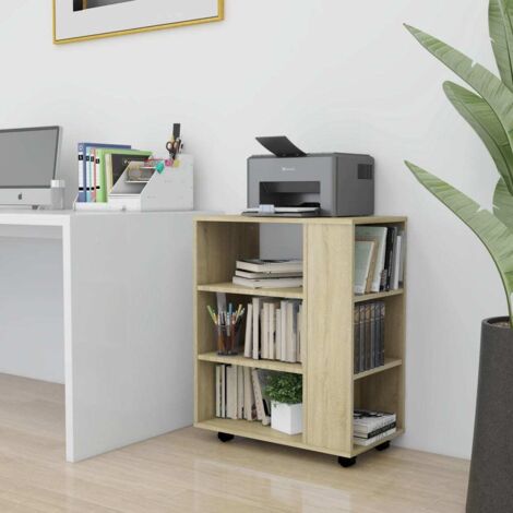 Rolling Cabinet Sonoma Oak 60x35x75 cm Engineered Wood vidaXL