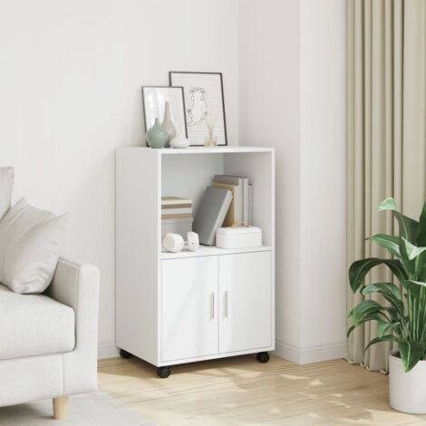 Rolling Cabinet White 55x40x91 cm Engineered Wood vidaXL
