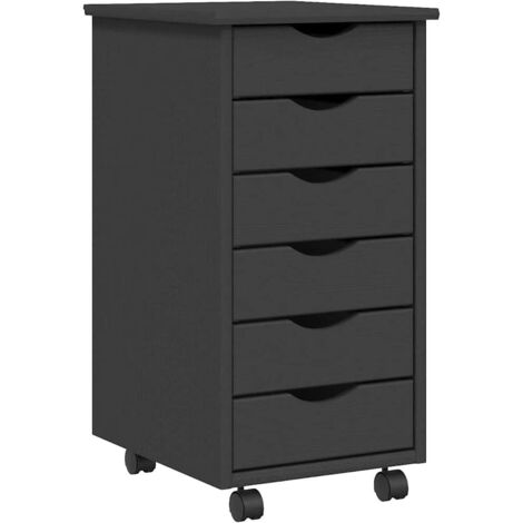 Rolling Cabinet with Drawers MOSS Grey Solid Wood Pine vidaXL