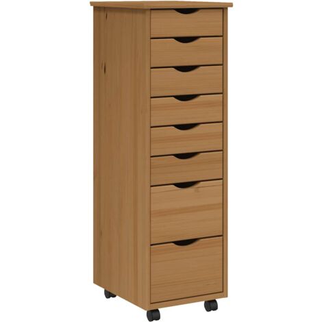 Rolling Cabinet with Drawers MOSS Honey Brown Solid Wood Pine vidaXL
