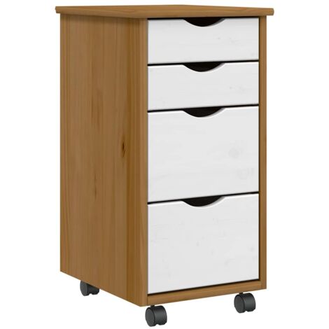 Rolling Cabinet with Drawers MOSS Honey Brown Solid Wood Pine vidaXL