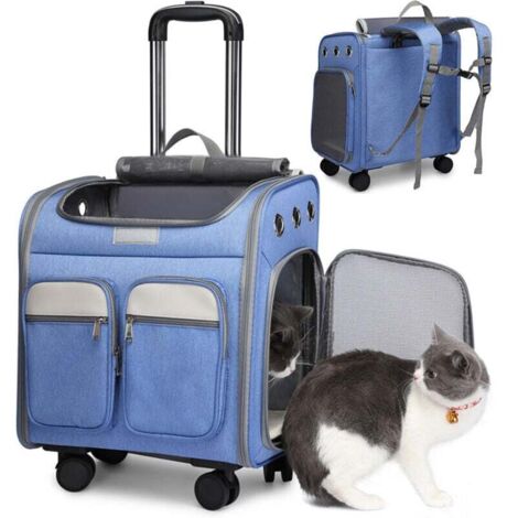 Rolling pet carrier bag, pet stroller, puppy/cat carrier bag, portable backpack
