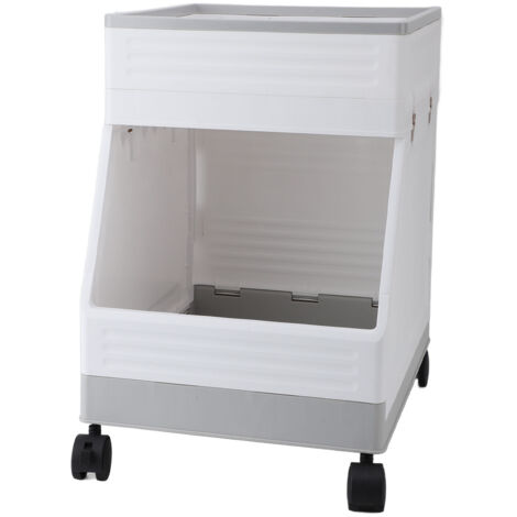 Rolling Utility Cart with 4 Wheels Multifunctional Double Layer Mobile Storage Cart for Kitchen Bathroom Living Room Office