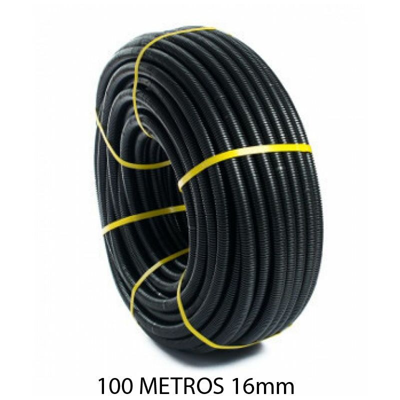 

Rollo 100 metros tubo corrugado negro 16mm