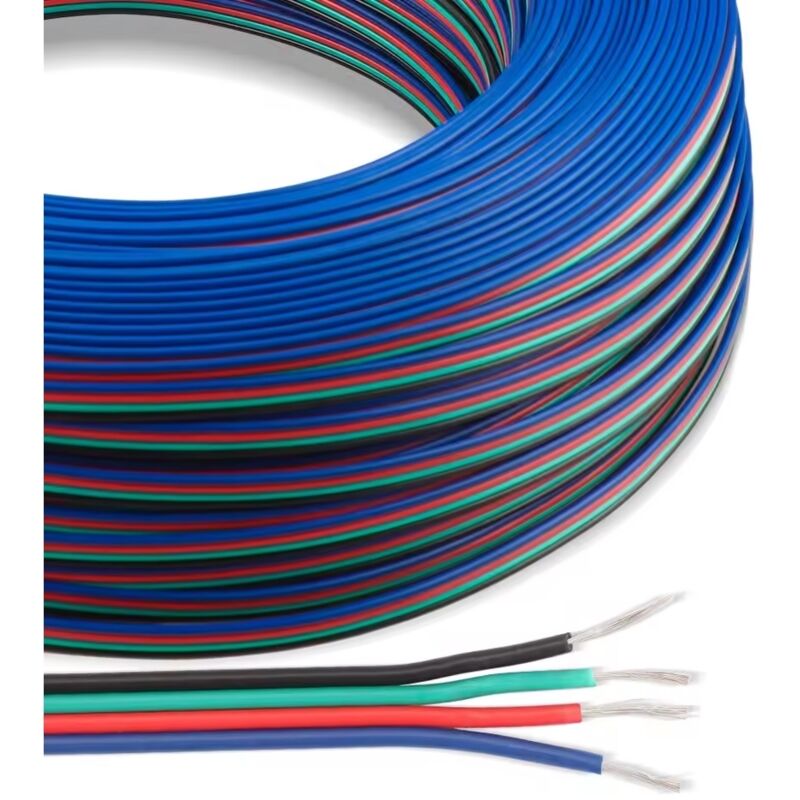 

Rollo 100m Cable Eléctrico Plano Manguera 4x0.5mm² para Tiras LED RGB RGB - RGB