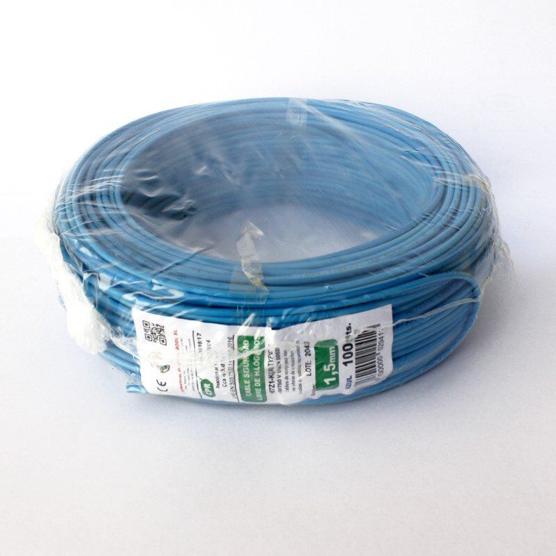 

Rollo 100mtrs Cable unipolar Flexible 1,5 mm. Libre de Halógeno -CPR- | Azul
