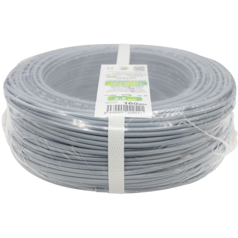 

Rollo Cable Flexible 100mtrs 2,5 mm² . Libre de Halógeno -CPR- | Gris