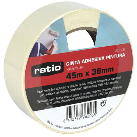 Rollo cinta adhesiva pintor. Ancho 38mm. Rollo de 45 mts. - talla