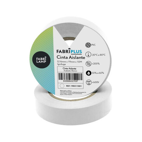 Rollo cinta aislante pvc blanca 19mmx10m para electricista flexible y duradera