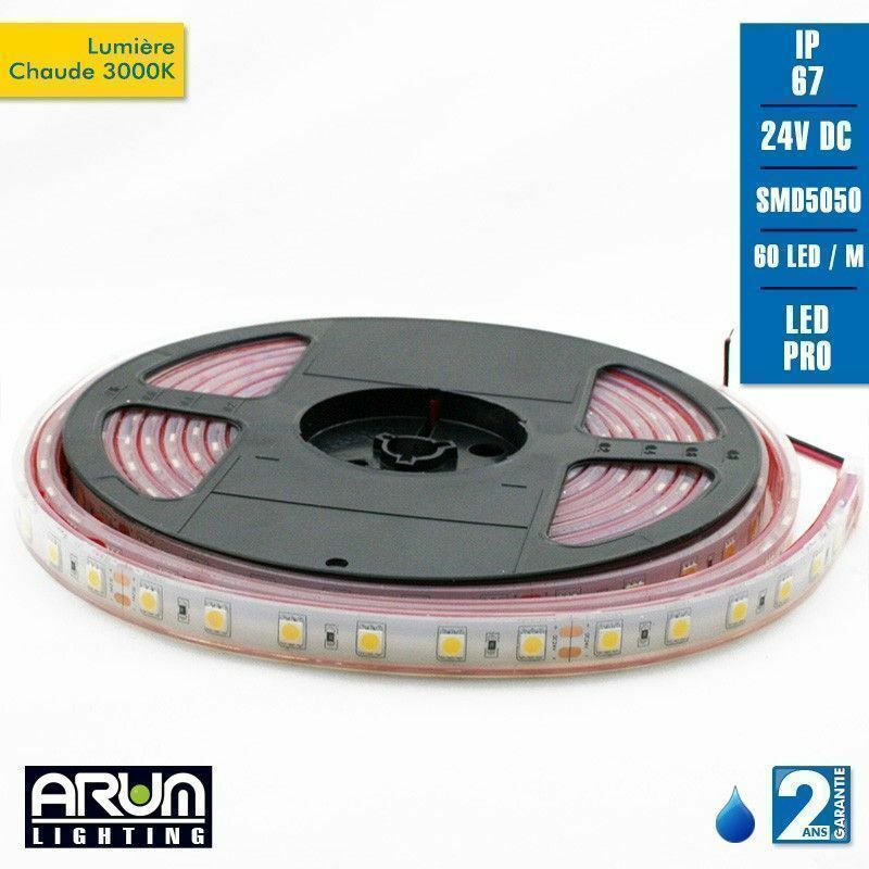 

Rollo de 5m PRO 24V 5050 3000K IP67