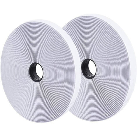 Rollo de cinta adhesiva de velcro de 12 m con tijeras de regalo (blanco)
