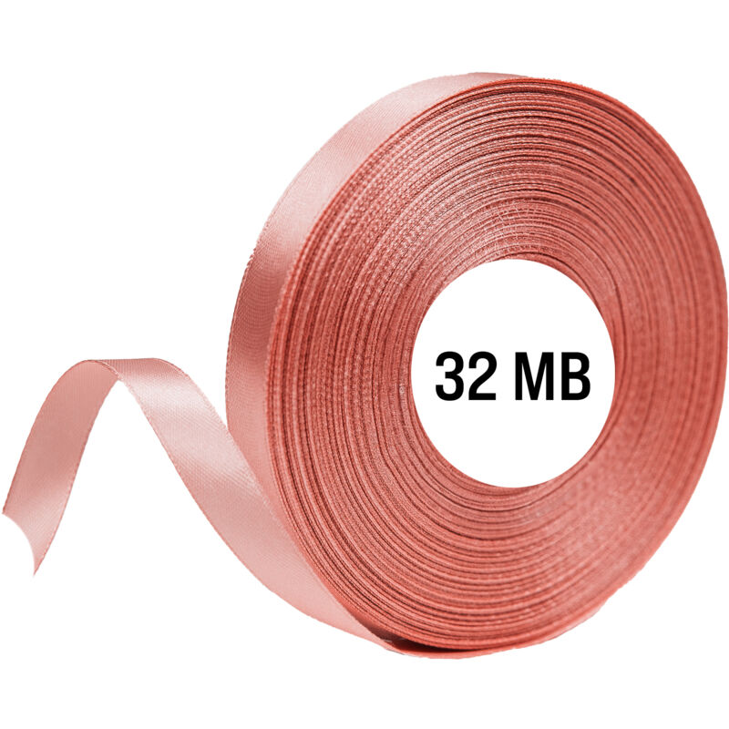 Rollo de cinta de satén color salmón de 12 mm y 32 m para decoración.