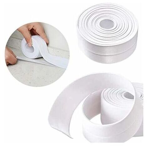 Rollo de cinta de sellado autoadhesiva impermeable, cinta de baño y cocina, cinta de sellado, cinta de sellado de pared autoadhesiva, cocina, inodoro, ducha, baño (blanco), 3,2 x 38 mm