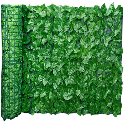 Rollo de hojas artificiales para vallas, decoración de jardines, protección solar para balcones, protección UV, 0,5 x 3 m, diseño de plástico con aspecto de hoja de sandía.
