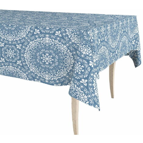 Rollo de hule mantel mandala azul 140cm x 25m exma