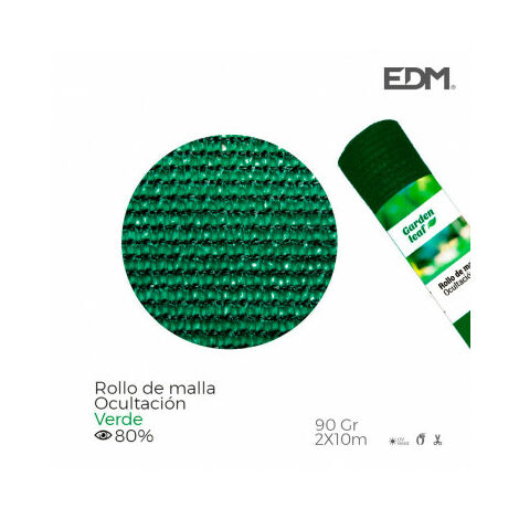 Rollo de malla de ocultacion color verde 90gr 2x10m Edm