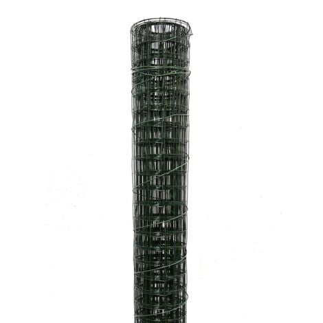 Rollo de Malla Metálica Plastificada Cuadrada Verde Cierre de Alambre para gallinero 100 x 500 x 2,5 cm