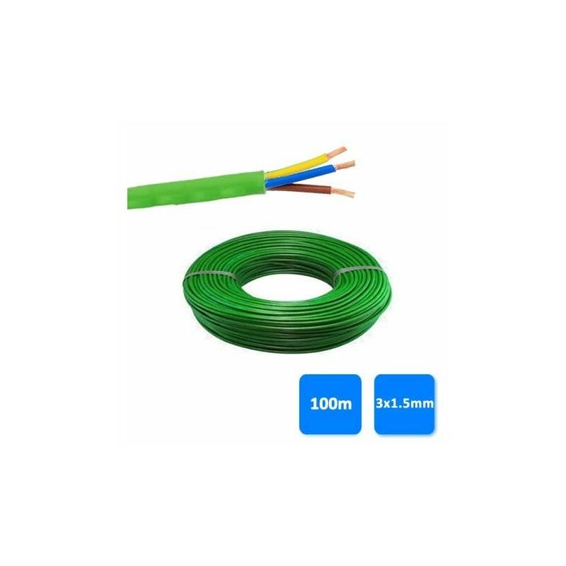 

Rollo de manguera libre de halógenos 3x1.5mm verde 1 kV (100 metros) RZ1-K (AS)