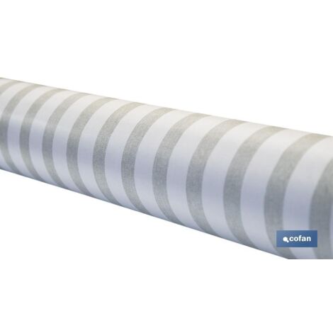 ROLLO DE MANTEL ANTIMANCHAS DE RAYAS BEIGE Y BLANCO 1,40 X 20 M
