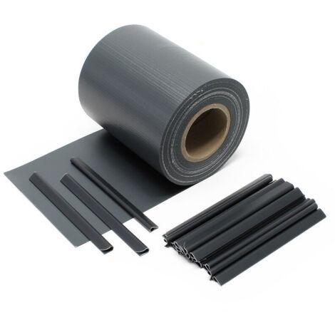 Rollo de pantalla de privacidad Wiltec – Antracita – 35 m x 19 cm – PVC de 450 g/m² – con 20 clips – Pantalla de privacidad exterior para vallas de jardín y terrazas
