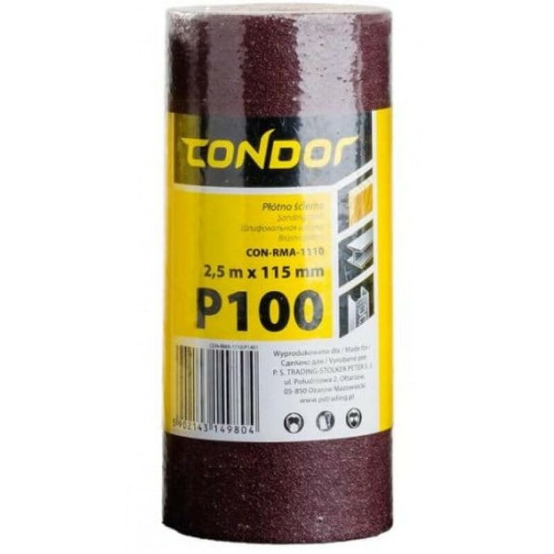 

Rollo de tela abrasiva 2,5m 115mm papel p100