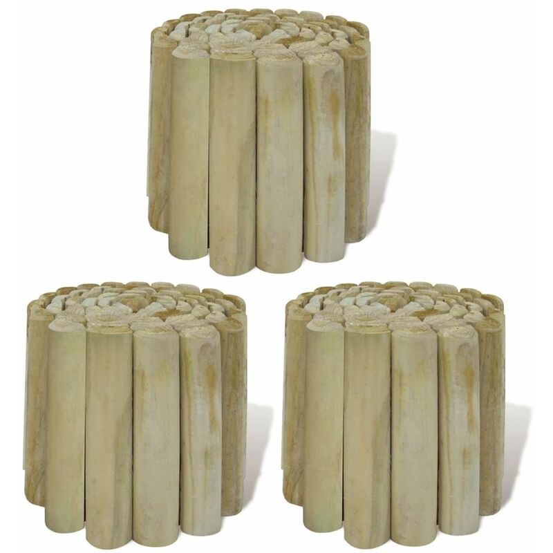 

Rollo de troncos borde de jardín 3 uds madera 250x20 cm