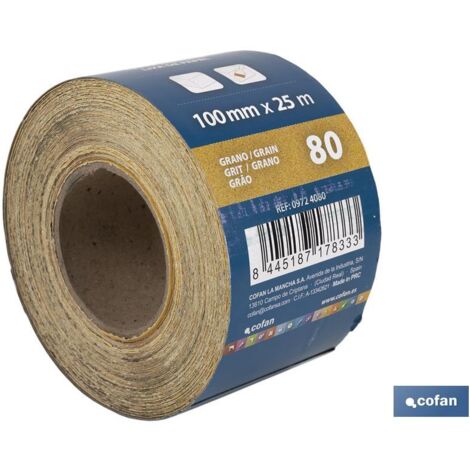 ROLLO LIJA DE PAPEL 100 X 25 M. G.80