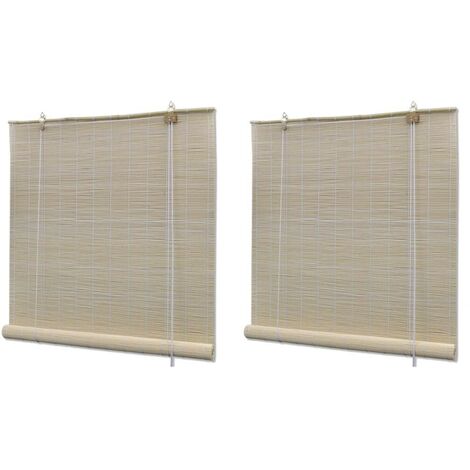 Rollos 2 Stk. Natürlicher Bambus 120 x 160 cm 21063
