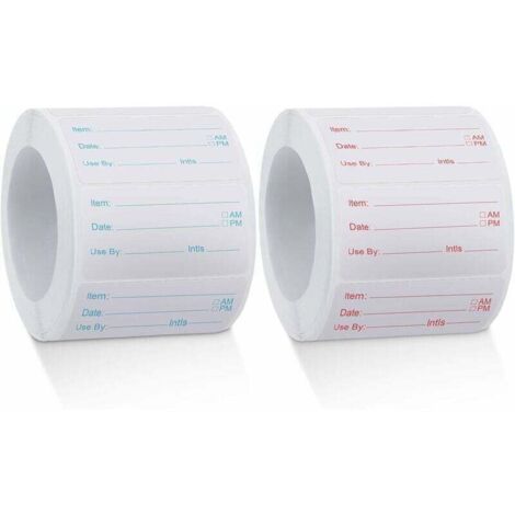rollos de 1000 etiquetas disolubles para alimentos, etiquetas para latas de comida, pegatinas extraíbles para conservas en casa o restaurante, giratorias, rojas y azules, 2550 mm