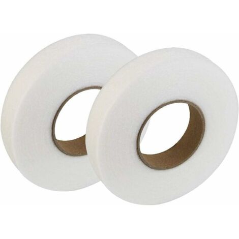 Rollos de cinta para dobladillos, 70 metros, cinta autoadhesiva para planchar, 64 m, 20 mm, para ropa, pantalones, jeans (blanco)